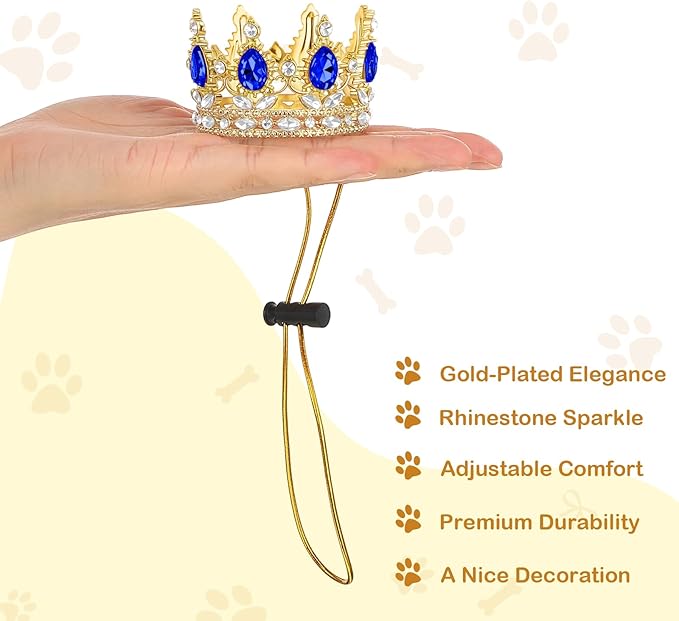Abbylike Pet Rhinestone King Crown, Queen Crown - Image 3