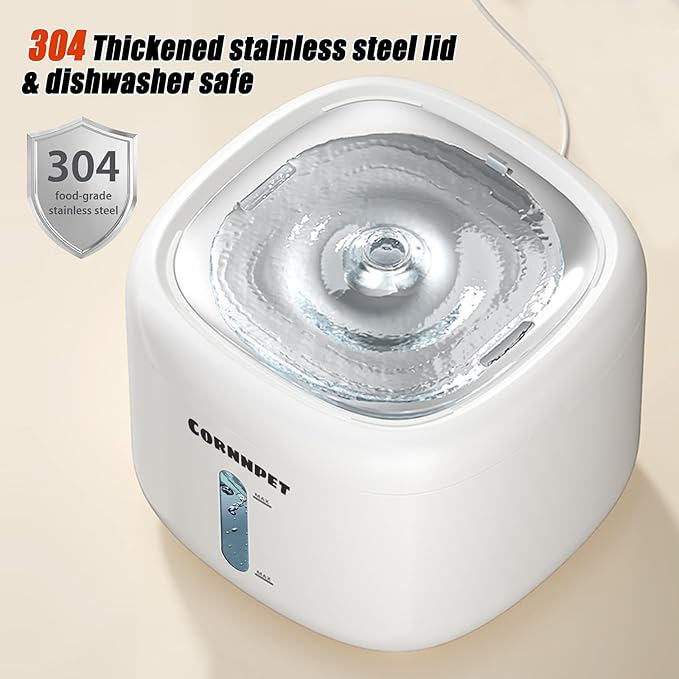 Cat Water Fountain 2.2L with 3 Filters and 1 Mat, Dual Flow Modes Dog Water - Image 3