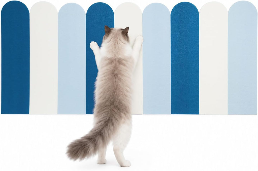 Couch Cat Scratch Protector, Adhesive Cat Scratching Pads, Corner Cat Scratchers, Door Scratch Pads, Protect Walls & Furniture from Cat Claws - 9-Pack, 23.6 x 5.9 Inches, Orange, White & Yellow