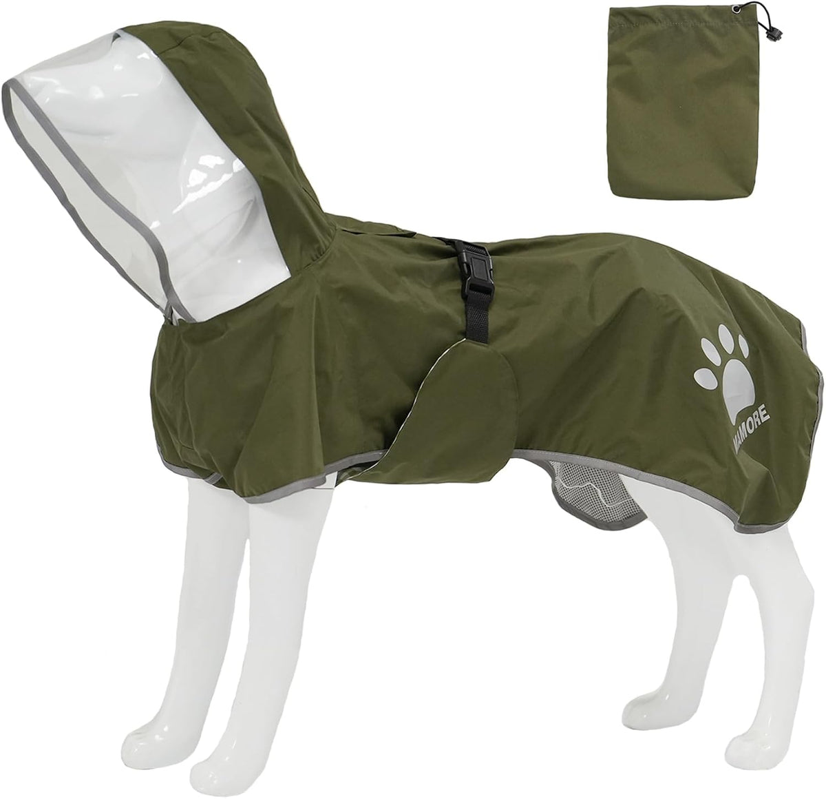 MAMORE Dog Raincoat Hooded Rain Jacket for Small Medium Large Dogs Slicker Poncho Bottom Waterproof Adjustable Reflective Breathable Leash Hole (Blue, Small)