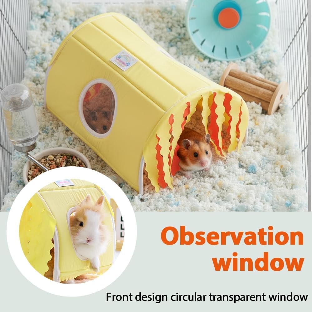 Small Animal Hideout Tent, Semi Enclosed Small Pets Hideout Shelter with Dual Access, Easy Install Resting Nest for Rabbits Guinea Pigs Hamsters