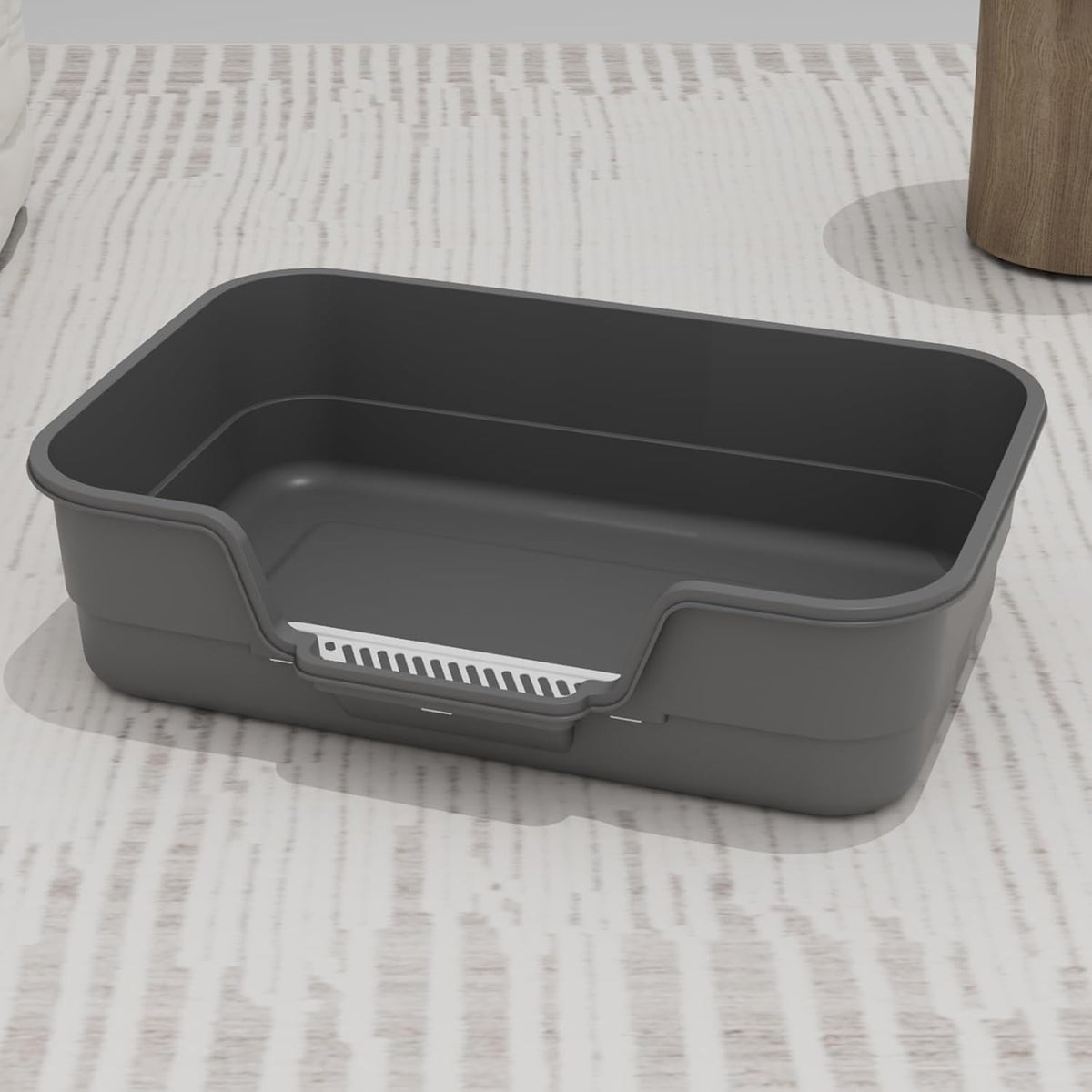 Extea Large Cat Litter Box with High Sides,Cat Boxes for Indoor Cats,Cat Litter Pan for Kitty,Litter Box with Low Entry,Easy to Clean,Anti-Splashing,23.6" x15.7" x6.2" (White)