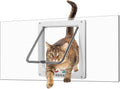 Cat Door for Window, Fits 22"-32" Width Window, with 4 Locking Modes, Clear