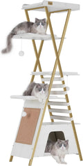FourFurPets 72.4" Modern Cat Tree for Indoor Cats, Multi-Level Cat Condo