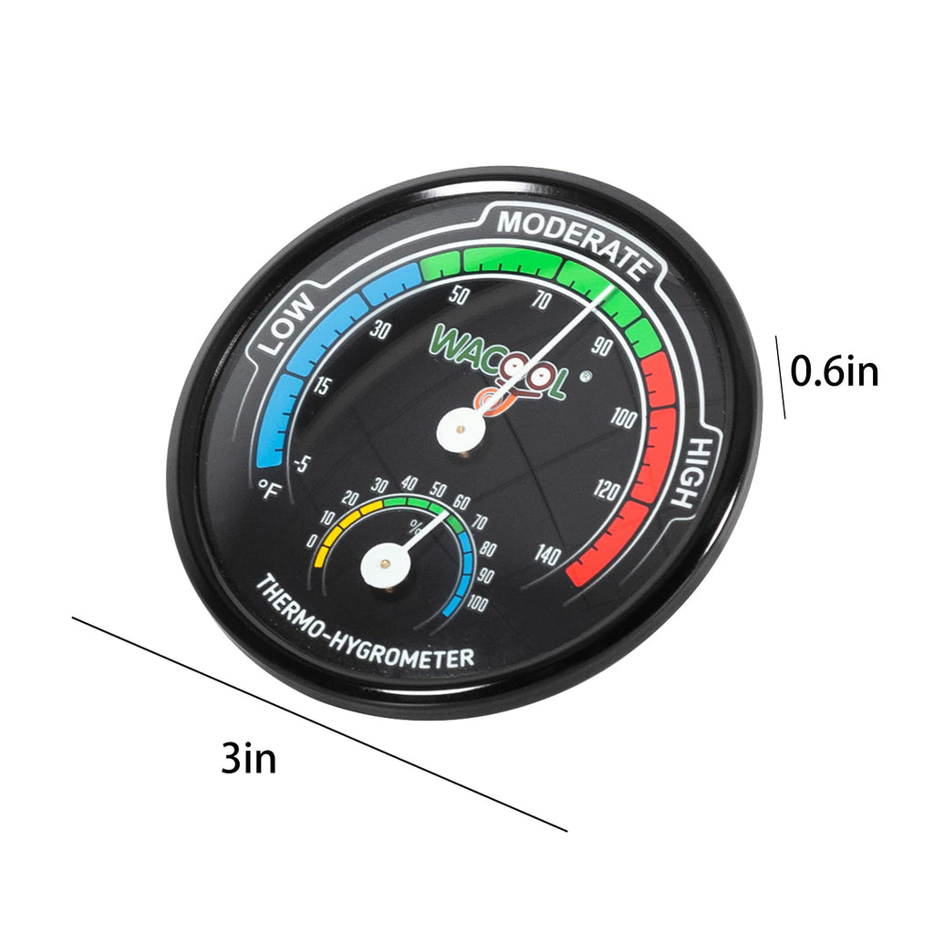 WACOOL Mini Analog Thermometer Hygrometer 2 Pack, Dial Temperature Humidity Gauge Terrarium Thermometer Celsius and Fahrenheit, Night Luminous