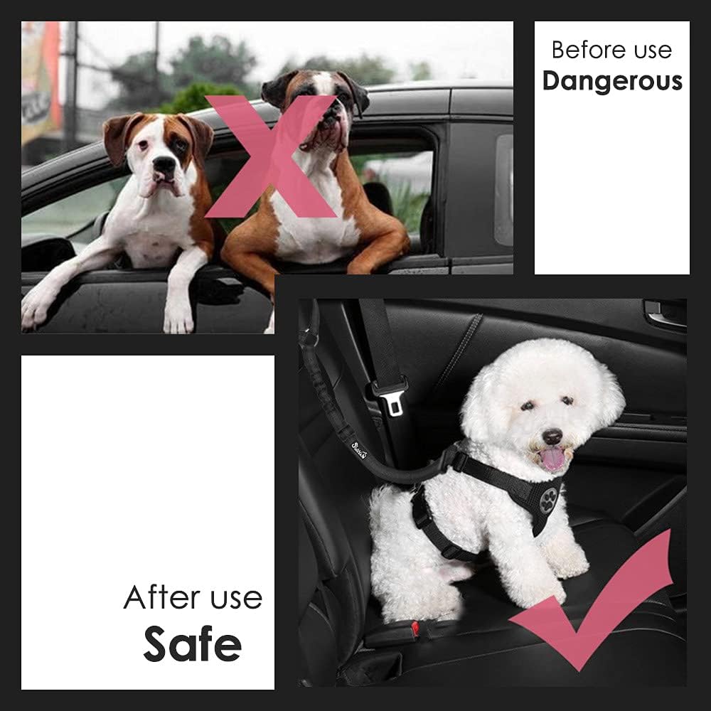 Lukovee Dog Car Seat Belt, 2 Pack, Headrest Restraint, Headrest