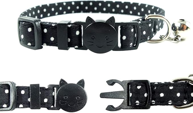 Cat Collar with Bell and Bow Tie, Breakaway Clasp Cute Dots Kitty Kitten - Image 3