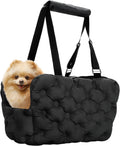 Dog Purse Carrier for Small Dog Cats, Soft Quilted Puppy Carrier Soft-Sided Carriers Bag, Luxury Stylish Small Dog Cat Travel Tote for Pets Up to 11 lbs (Black, 15.7" L x 7.9" W x 7.1" H)