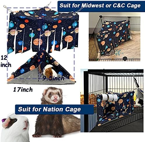 Guinea Pig Corner Hideout Hammock and Bed,Ferret Corner Hammock and Bed Cave Cozy for Guinea Pig Ferret Chinchilla Rats for Playpen C&C Cage Midwes Cage