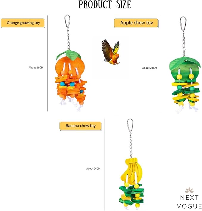 Natural Wood Parrot Toys Set of 6 Pieces - Image 4