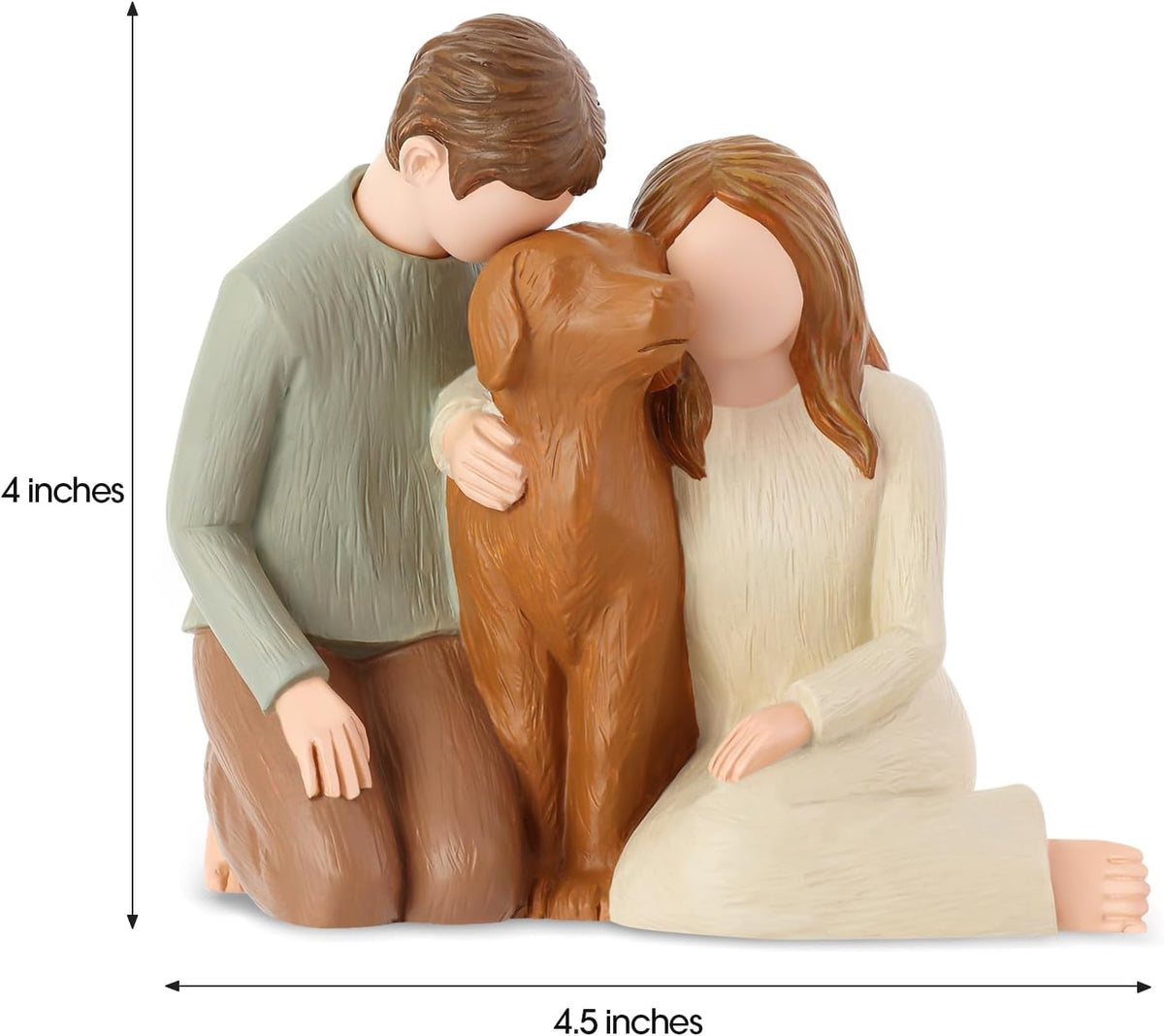 Hensonever Couple with Dog Figurines Ornaments, We are A Family Memorials Statues Gifts for Dog Lovers