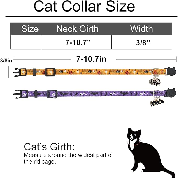 Halloween Cat Collar, Cotton 2 Pack Cat Collar - Image 2