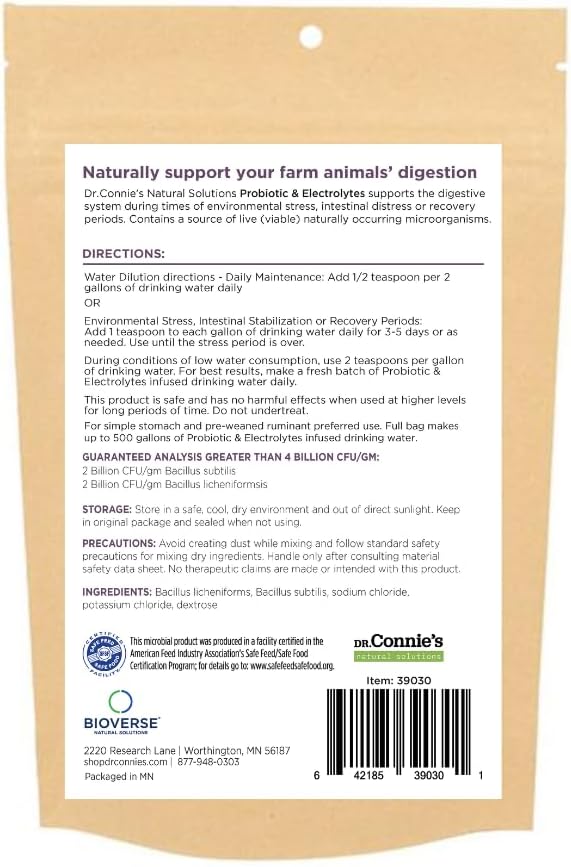 Dr. Connie's Livestock Probiotic + Electrolyte Powder for Animals