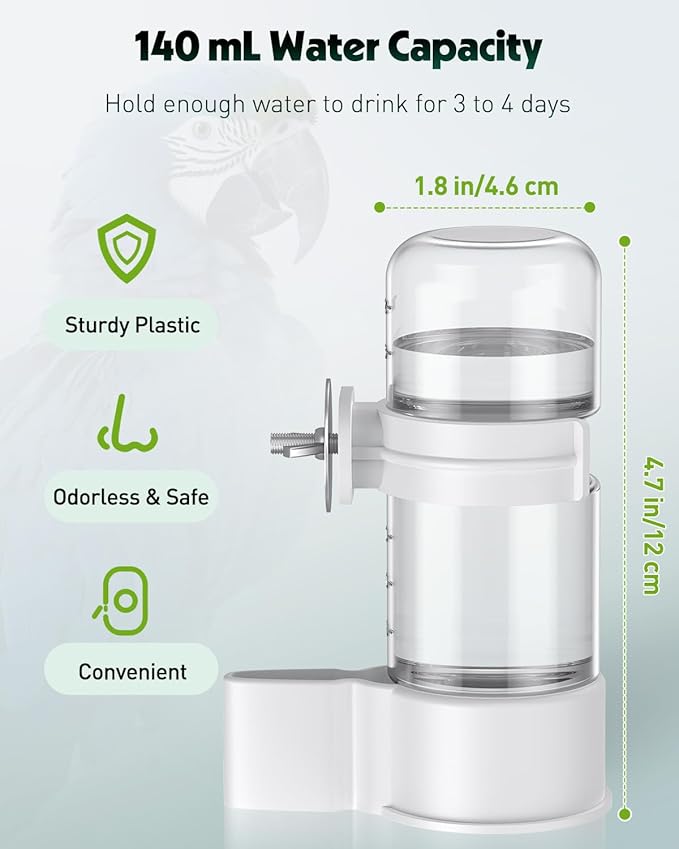 Pawfly Bird Water Dispenser, Automatic Water Feeder, Plastic Cage Water - Image 2