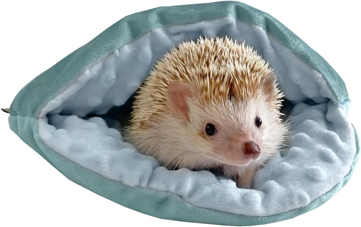 Cozy Velvet Flannel Sleeping Bag Hideout for Hedgehog, Ferret, Rat, Hamster, and Other Small Animal Bed Pouch (Blue Round)