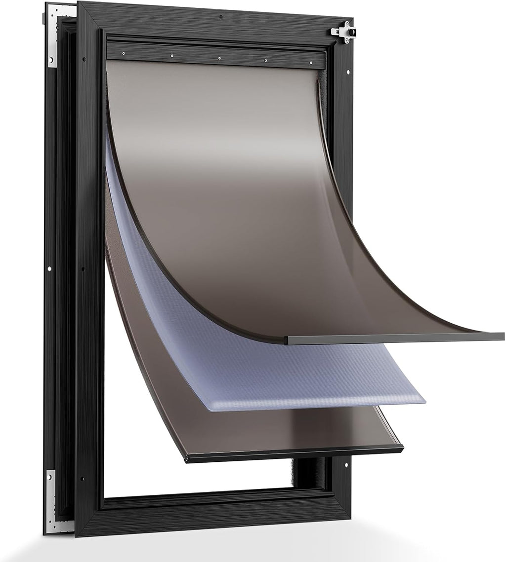Aluminum Cat Door Interior Door, Pets Up to 22 lb, Black