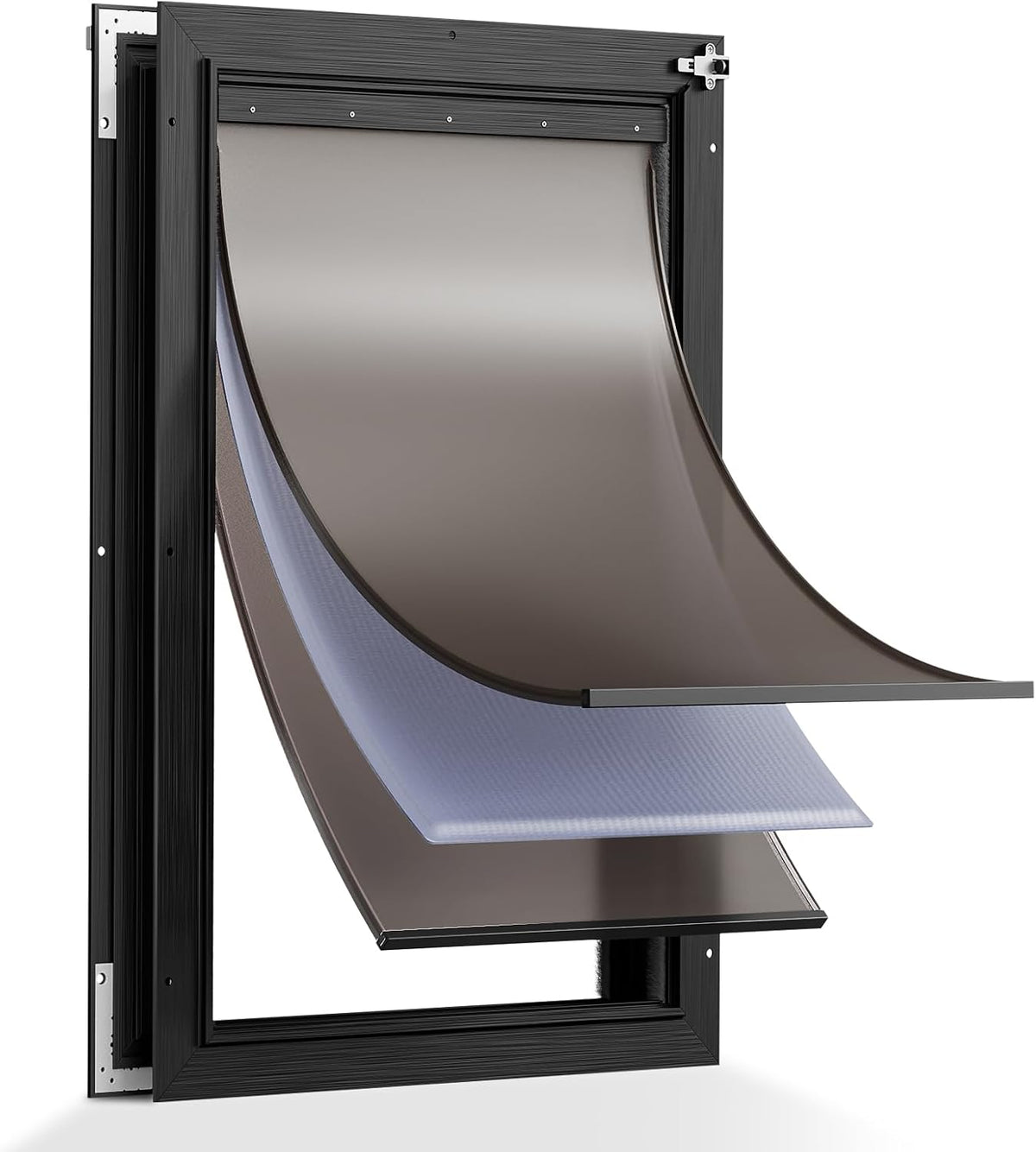 Aluminum Cat Door Interior Door, Pets Up to 22 lb, Black