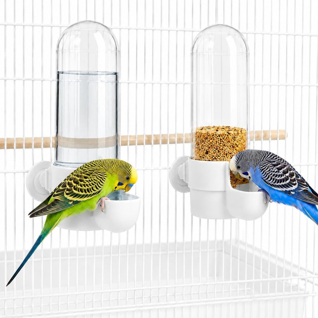 Hemobllo 2pcs Bird Water Feeder for Cage, Automatic Bird Waterer Dispenser with Widened Slot for Parakeets, Cockatiels &, Mess-Free Hanging Water Container for Small Pet Supplies, Blue