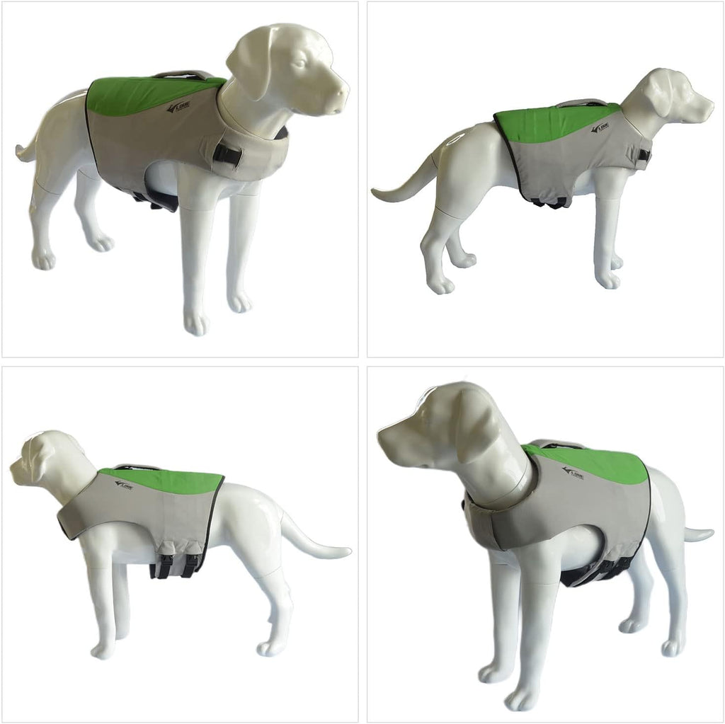 Dog Life Jacket, Sport Style Dog Float Coat with Excellent Buoyancy, Stylish Dog Swimming Safety Vest with Rescue Handle for Small Medium Large Dogs Green XL