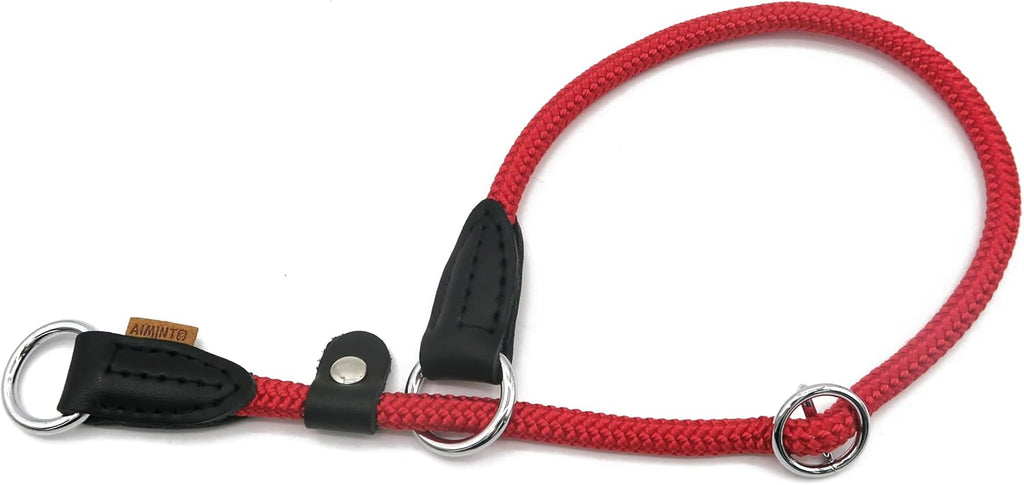 Braided Round Martingale Dog Collar, Training Collar with Slidable Stop Ring and Adjustable Stopper - Ideal for Medium Dogs (M(1/3") - 18" Long, Light Blue)