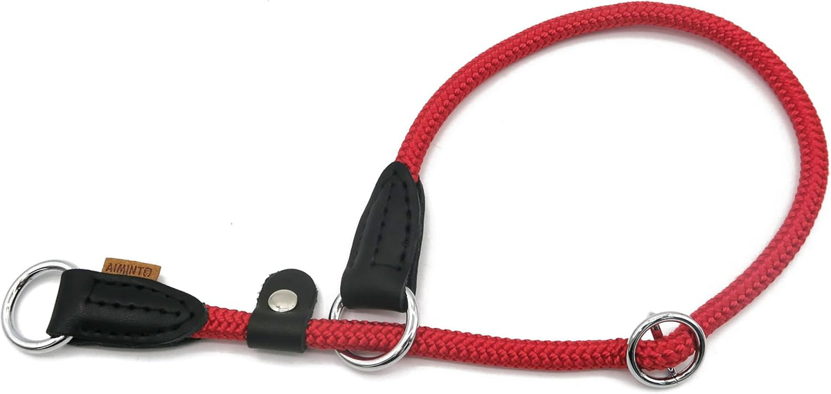 Braided Round Martingale Dog Collar, Training Collar with Slidable Stop Ring and Adjustable Stopper - Ideal for Medium Dogs (M(1/3") - 18" Long, Light Blue)