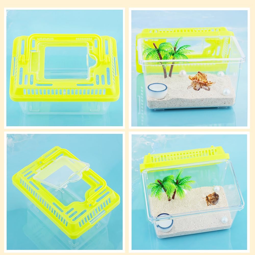 20 Pcs Plastic Reptile Terrarium Box Carrier Cage, 5.1×3.5×3.5in