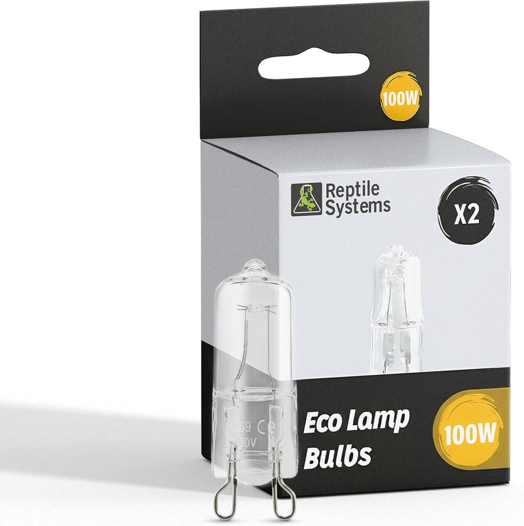 Reptile Systems Replacement Bulb Eco Halogen White Spot Lamp – White 100w, 2 Count – Replacement Bulb Kit for Reptiles & Amphibians – Light for Tanks, Vivariums & Crested Geckos
