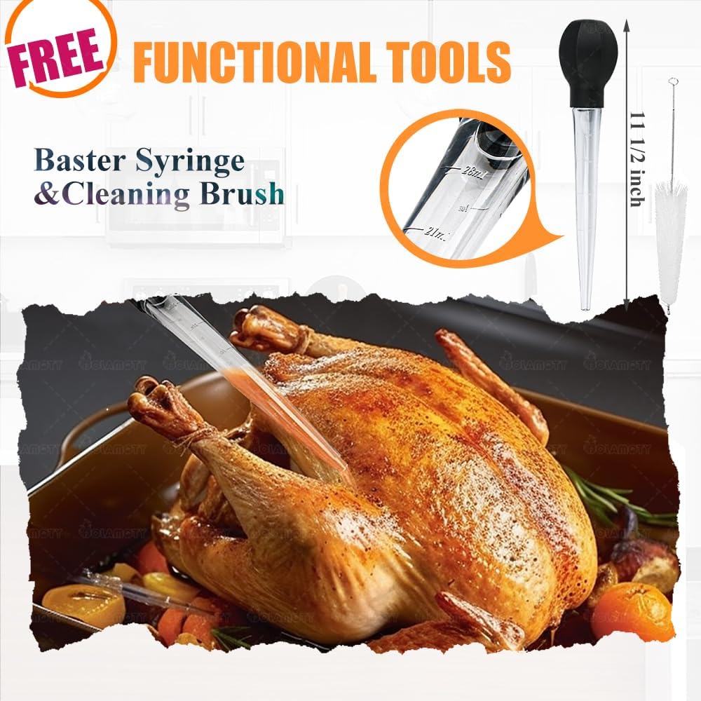 Turkey Roaster Roasting Rack with Pan for Oven, Stainless Steel
