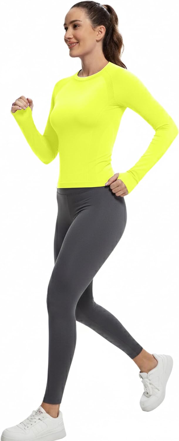 MathCat Seamless Long Sleeve Workout Tops with Thumb Holes
