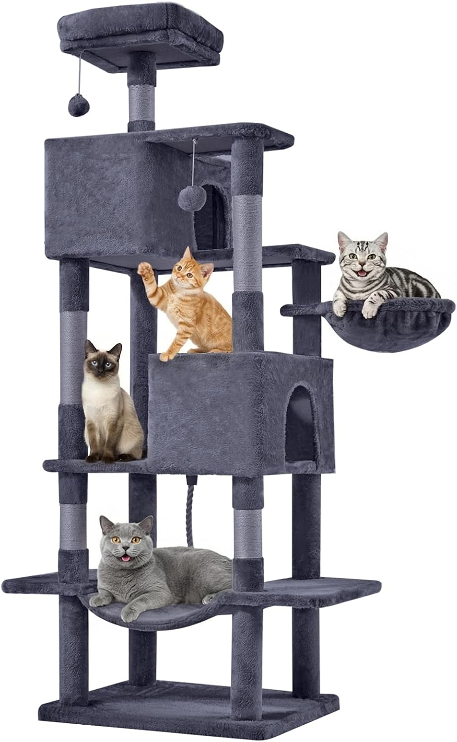 DUMOS Large 66 Inch Cat Tree Tower with Scratching Posts, Indoor Use