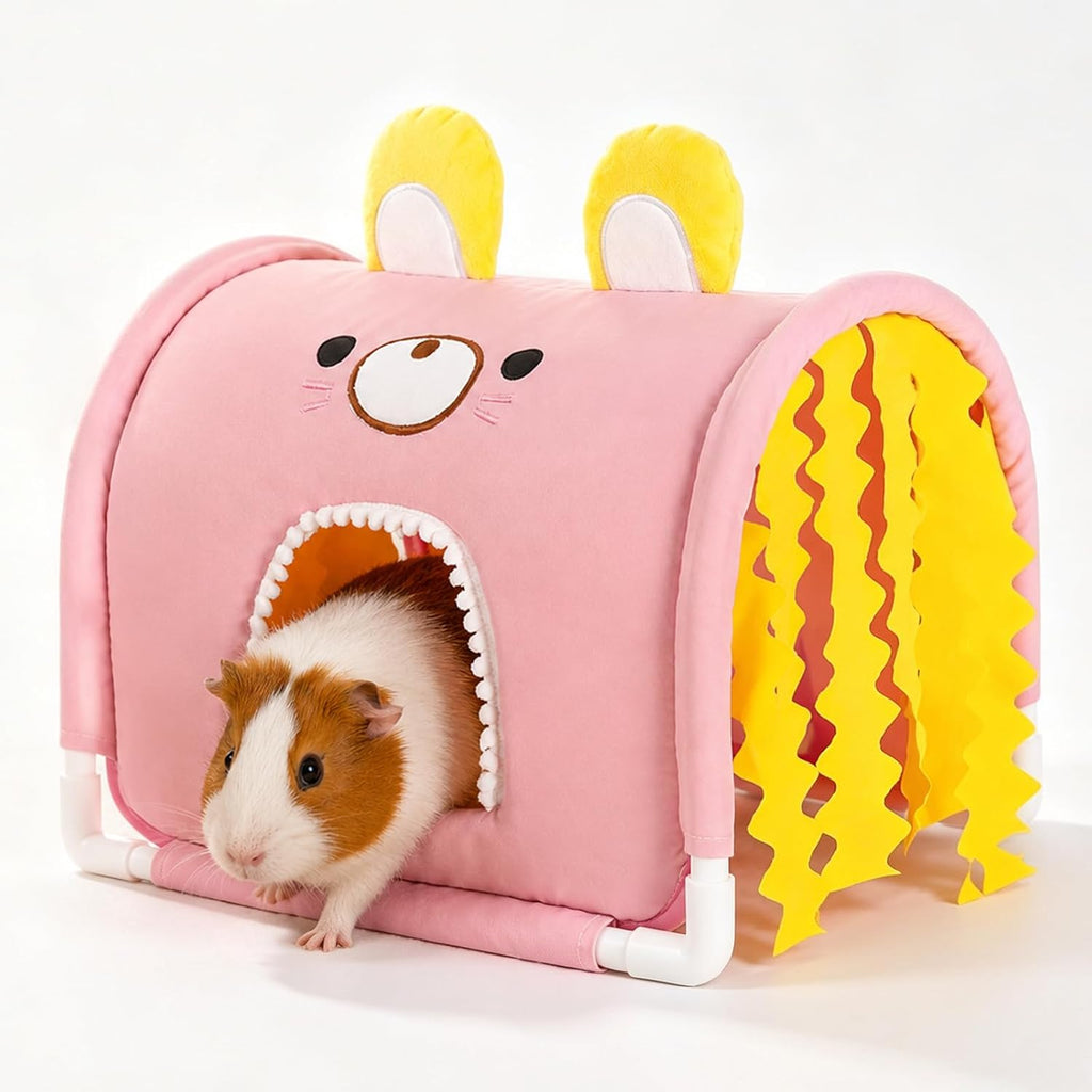 Guinea Pig Hideout Tunnel - Bunny Hideout, Machine Washable Guinea Pig Hide Tent Houses & Habitats,Guinea Pig Accessories for Hamster/Chinchilla/Dwarf Rabbit-Playing Resting(Rabbit)