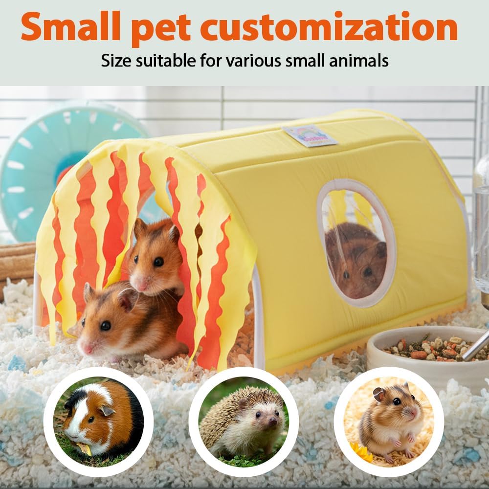 Small Animal Hideout Tent, Semi Enclosed Small Pets Hideout Shelter with Dual Access, Easy Install Resting Nest for Rabbits Guinea Pigs Hamsters