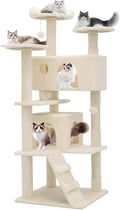Magshion Cat Tree 55" Cats Tower for Indoor Cats, Multi-Level Cat Condo with Scratching Post, Top Perch, Sisal Board and Dangling Ball, Cat Stand Jumping Platform Kittens Pet Play House (Beige)
