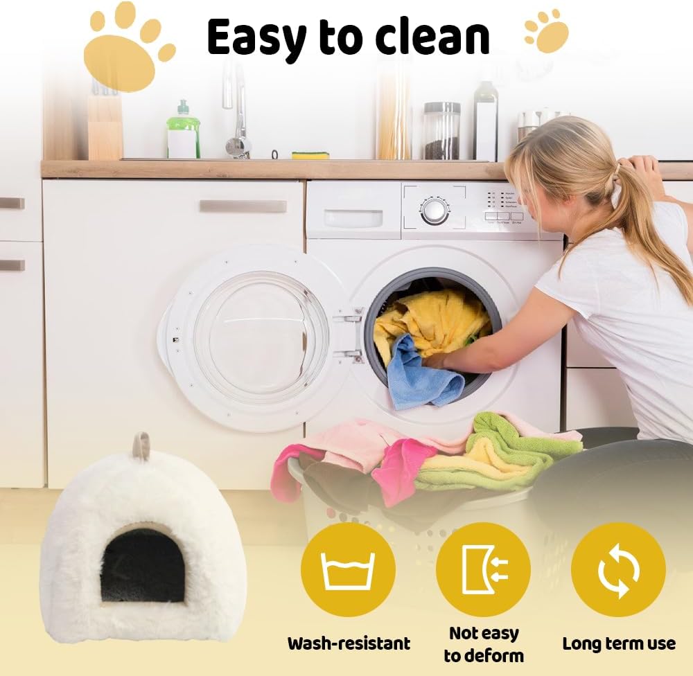 DONGKER Rabbit Hideout,Guinea Pig Bed with Washable Removable Cushions & Non-Slip Bottom for Guinea Pigs Hamsters Hedgehogs Ferrets Other Small Animal