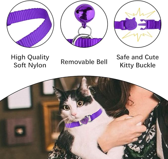 2 Pcs Cat Collars Heart Bling Breakaway - Image 6