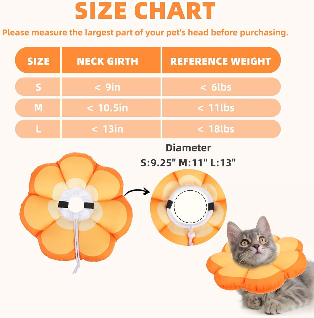 PUPTECK Cat Cone Collar, Soft Kitten Recovery Collar, Lightweight Anti-Bite Lick Elizabethan e Collar for Cats Puppy After Surgery, Orange M