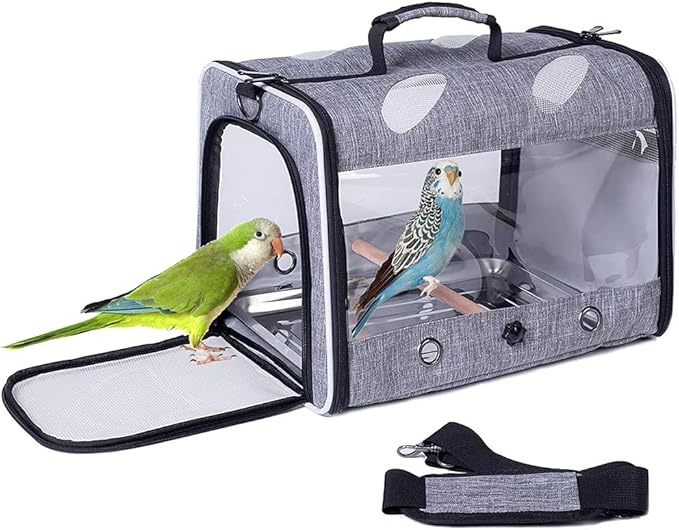 Bird Travel Carrier with Stand Perch, Breathable Bird Carrier Cage Parrot by ORIZZP