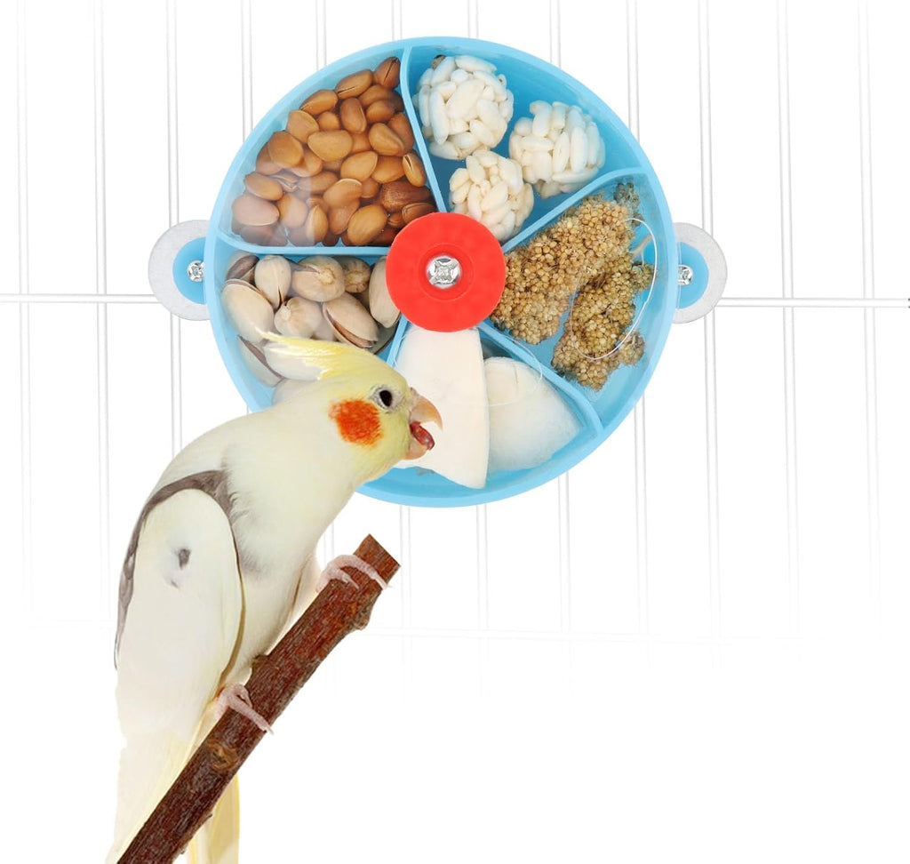Bird Creative Foraging System Wheel Seed Food Ball Rotate Training Toy for Small and Medium Parrots Parakeet Cockatiel Conure (Clear)