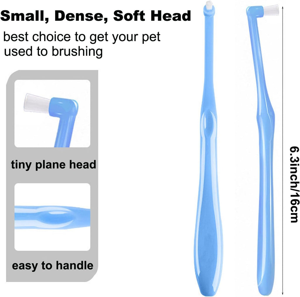 Three Sided Dog Toothbrush Kit, 2 Size Dog Toothbrush for Adult Puppy with Small Soft Head, Pet Teeth Deep Clean Dense Brush, Small Tooth Cleaning
