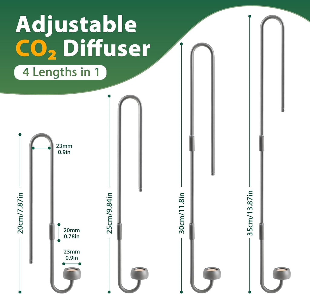 DIY Stainless Steel CO2 Difusser Atomizer, Adjustable Length (20-35 cm)