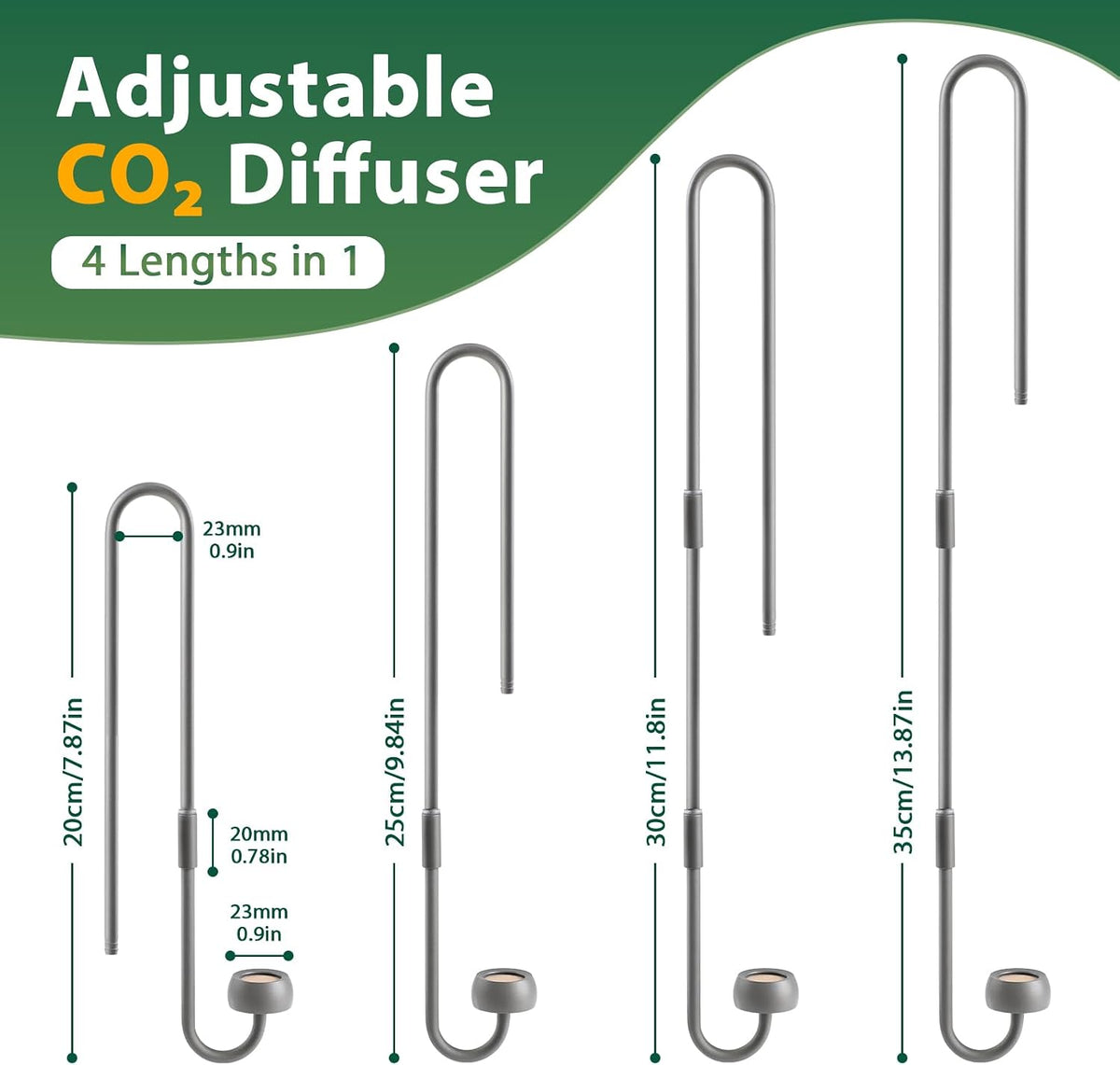 DIY Stainless Steel CO2 Difusser Atomizer, Adjustable Length (20-35 cm)