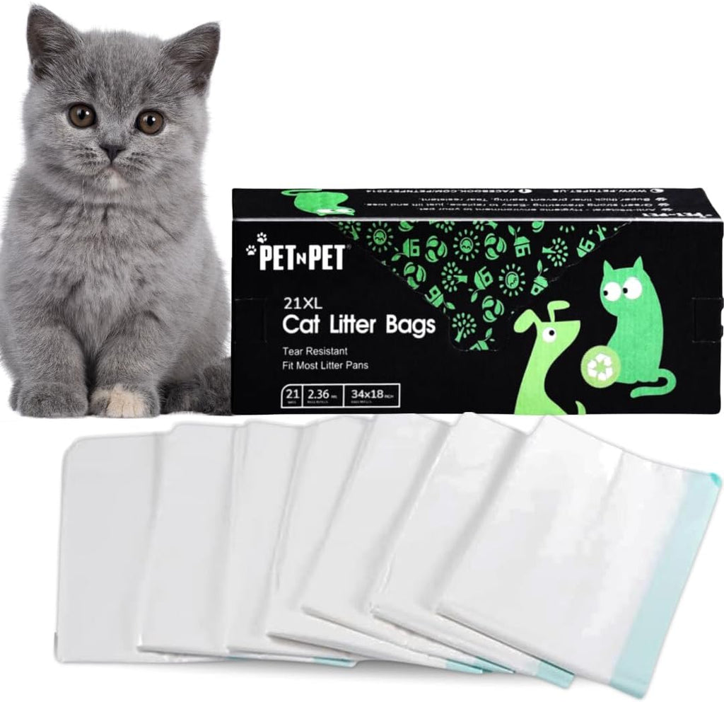Pet N Pet Cat Litter Box Liners, 21 Count, Drawstring Bags Extra Large Fit