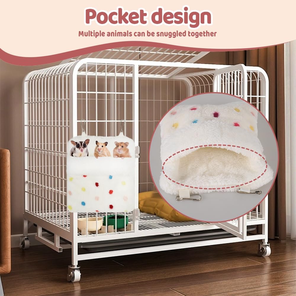 MiOYOOW Sugar Glider Sleeping Pouch, Winter Warm Plush Hamster Bed Hanging Small Animals Nest for Guinea Pig Squirrel Ferrets