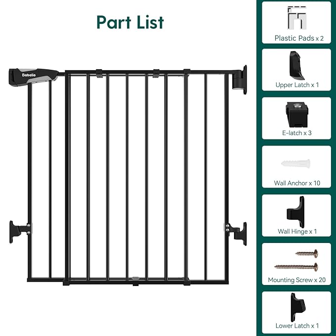 Babelio Baby Gate for Stairs, Kitchen & Doorways, No Bottom Bar| One-Handed - Image 7