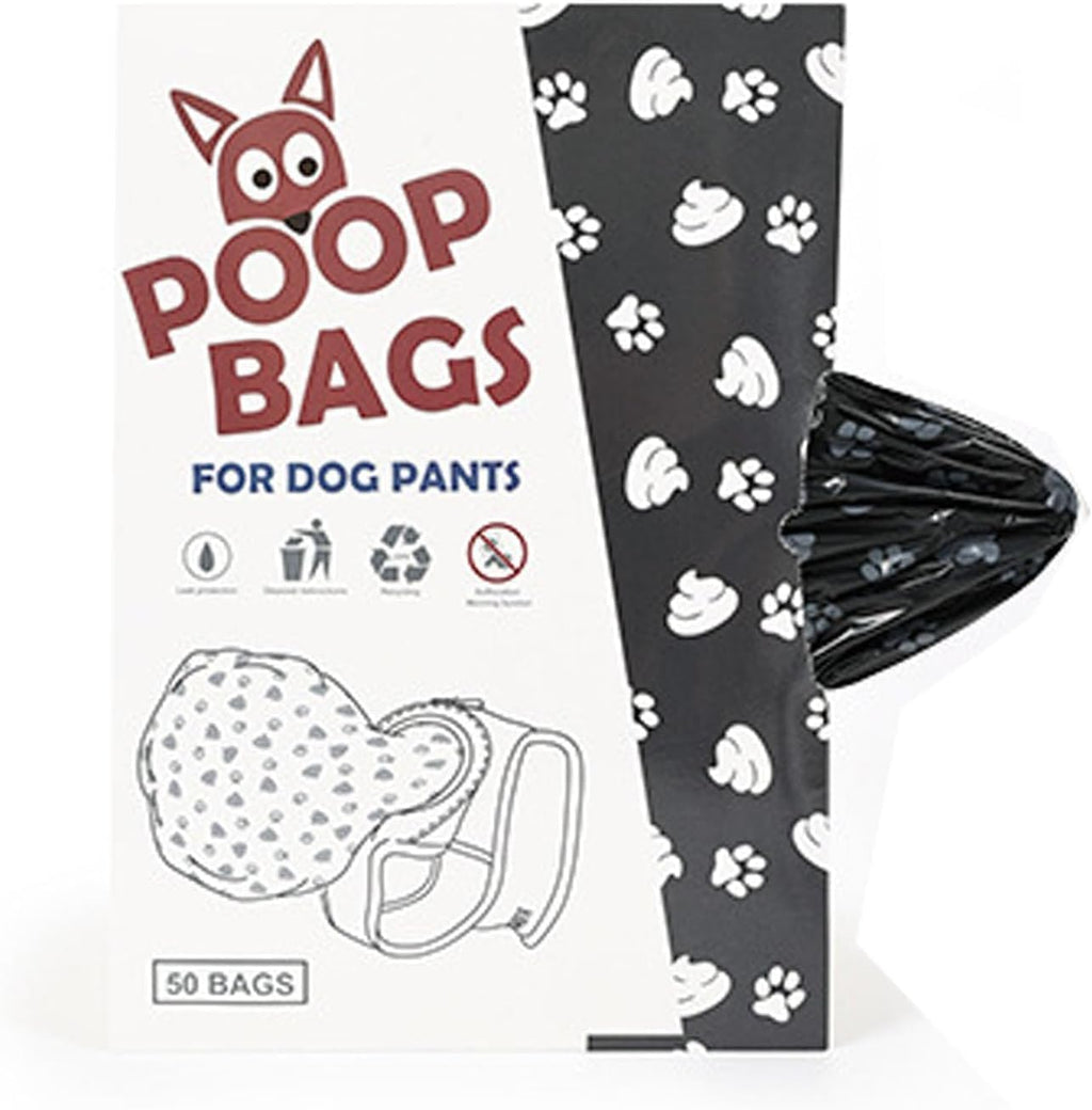 Reusable Dog Poop Pants with 50pcs Poop Bags, Adjustable Dogs Sanitary Pants for Incontinence & Outdoor Walking, Dog Poops Collection Pants for Senior and Disability Dogs (XS)