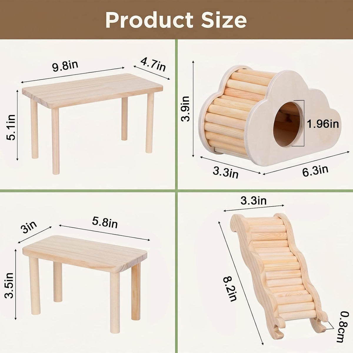 4 Pcs Hamster Cage Accessories, Hamster Platform & Hideout