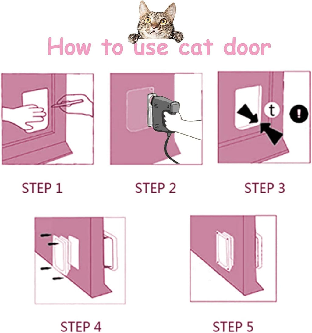 EGETOTA Cat Door Flap Extra Large (Outer Size 11" x 9.8"), 4 Way Locking for Interior Exterior Doors, Weatherproof Pet Door for Cats Doggie Kitties & Kittens, Easy Installation