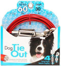 Rocky Mountain Goods Dog Tie Out Cable with Spring (30 Foot) - Steel Tether Wire Dog Cable for Large Dogs up to 60 Pounds - 4 Swivel Points Reduce Tangling - Strong Vinyl - Easy Open Rotating Clips