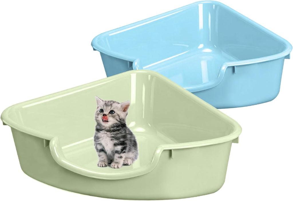 Corner Litter Box, Low Entry Kitten Litter Box for Small Cats & Guinea Pig