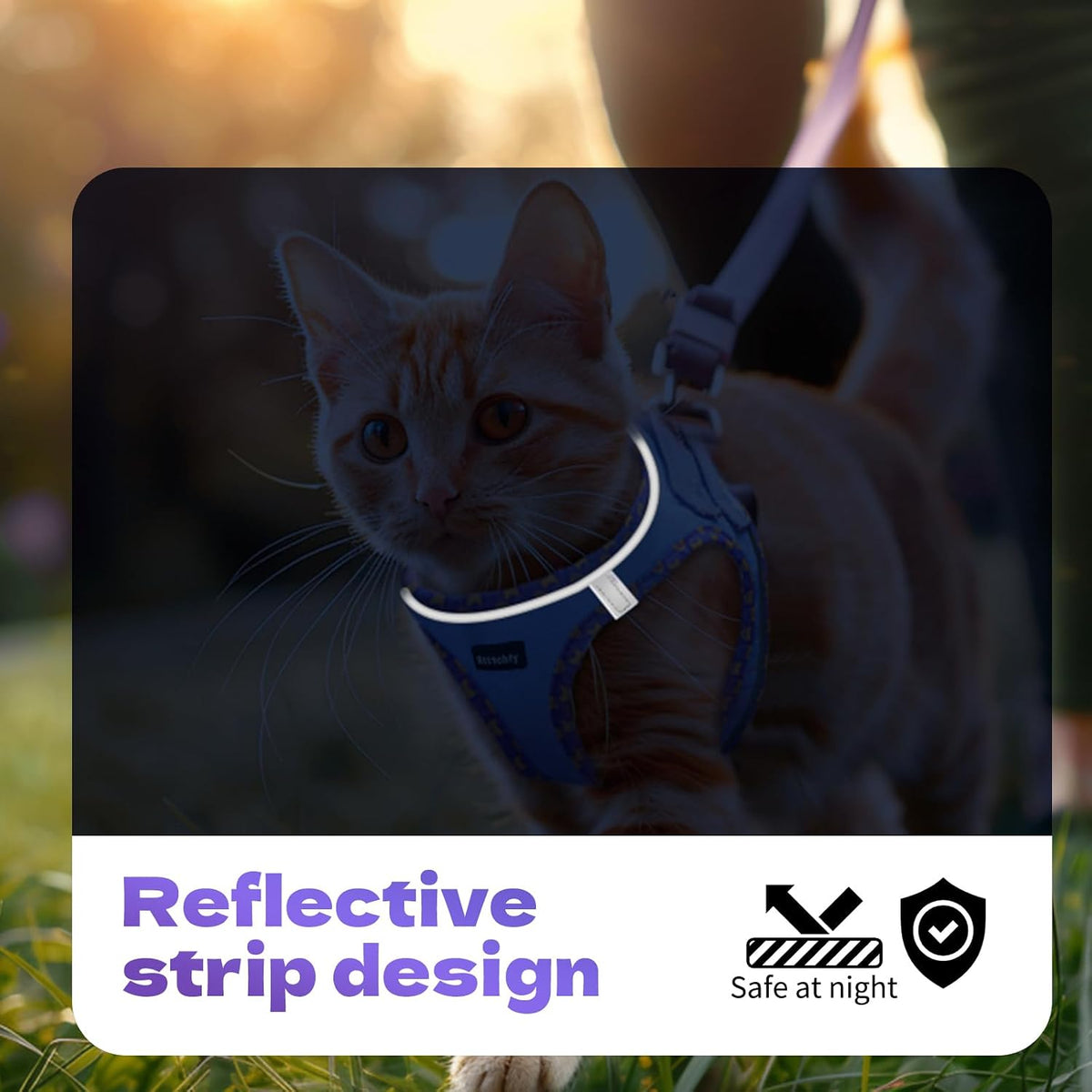 Rttochfy Cat Harness and Leash Set, Escape Proof Kitten Harness, Soft and Breathable Vest with Reflective Strip, Easy to Wear for Cats Walking and Traveling (Pink, S)